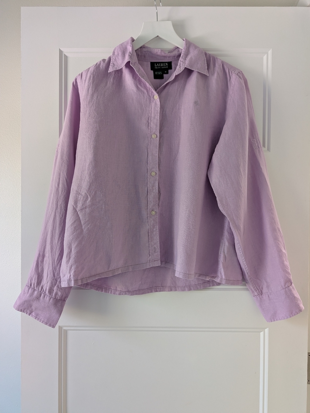 Lauren Ralph Lauren Light Lavender Linen Button-Down Shirt